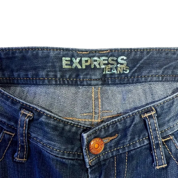 Express Women's Size 8 Dark‎ Blue Skinny Leg 5 Pocket Low Rise Jeans - Picture 3 of 5